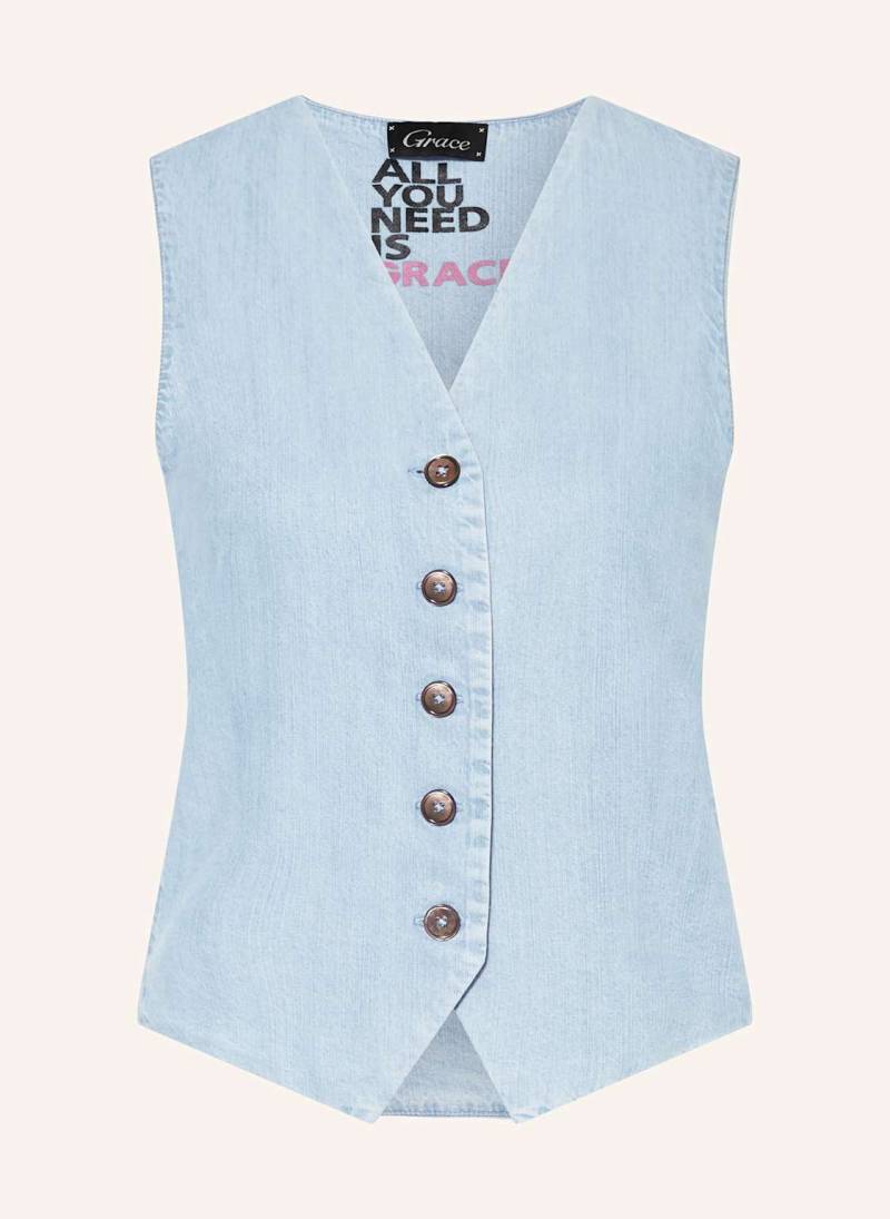 Grace Blazerweste In Jeansoptik blau von grace