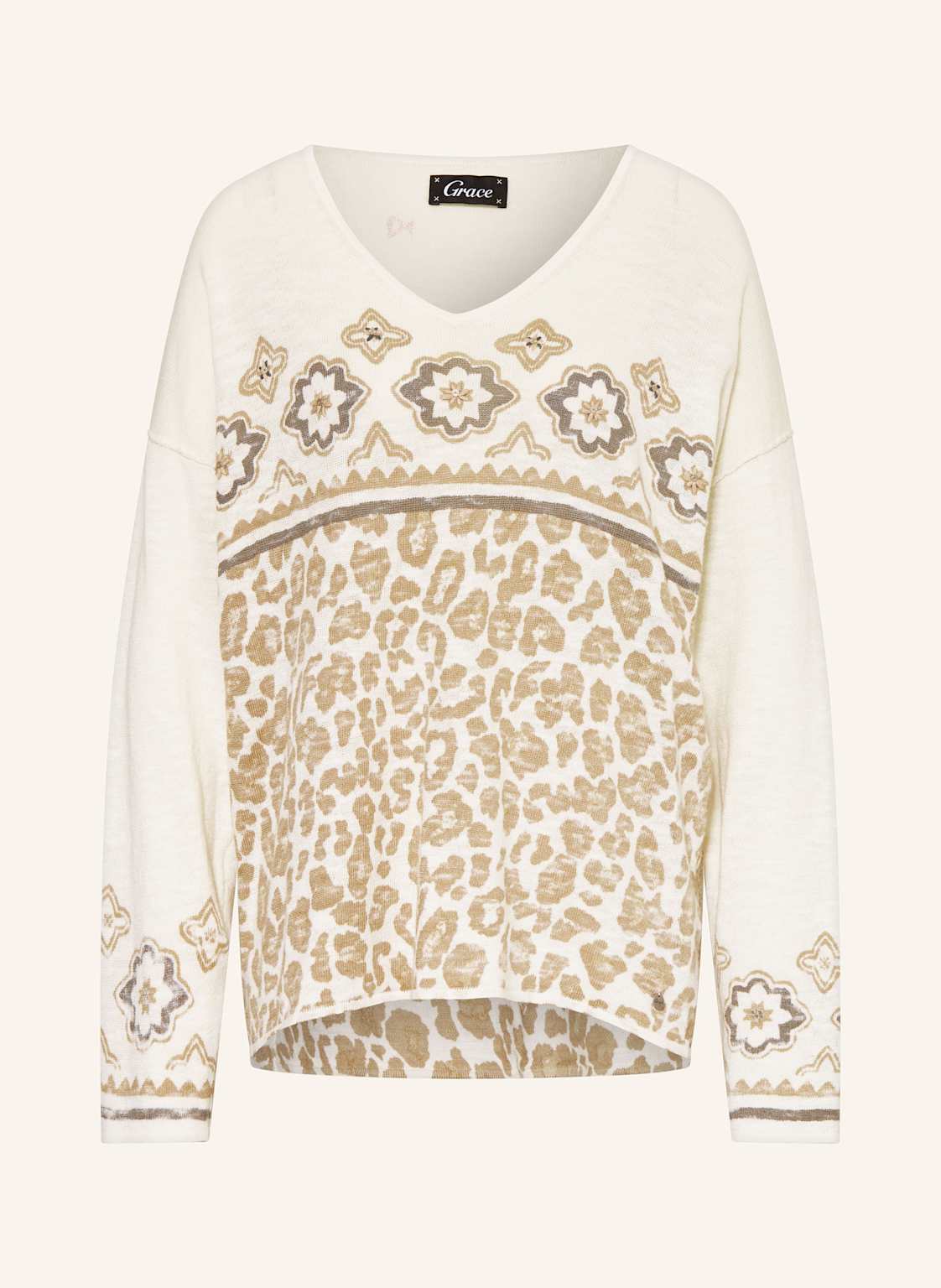 Grace Pullover Mit Leinen Und Pailletten beige Grace Pullover Mit Leinen Und Pailletten beige von grace