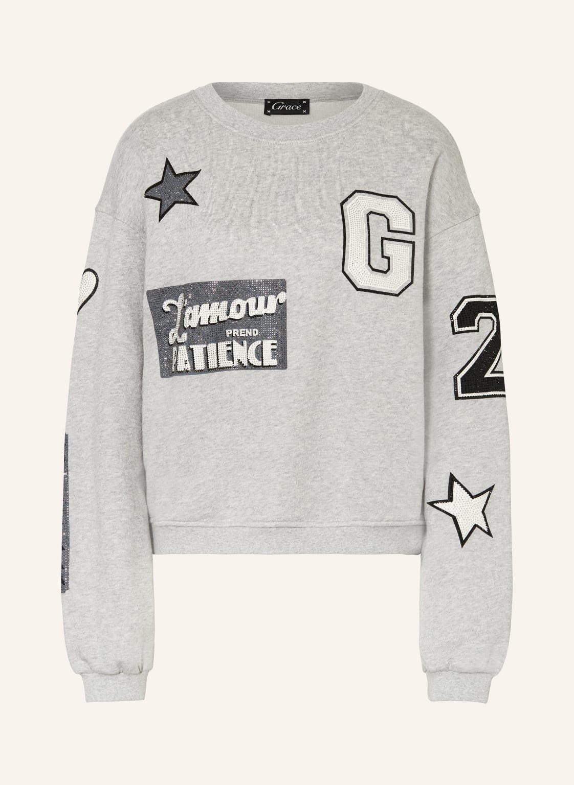 Grace Sweatshirt Mit Schmucksteinen grau von grace