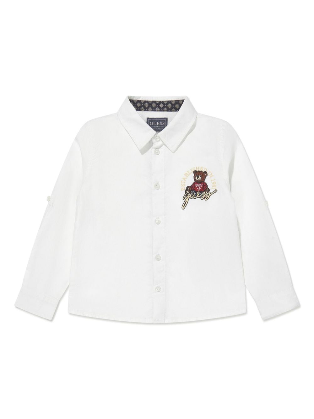 guess kids Teddy Bear-embroidered shirt - White von guess kids