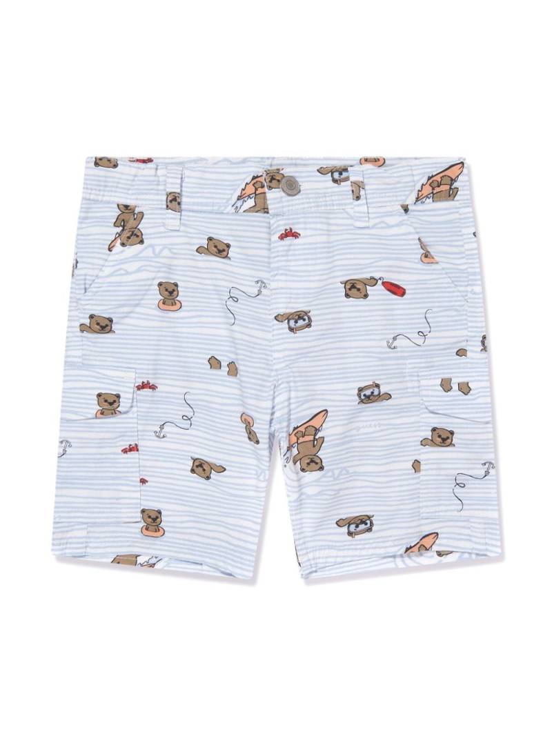 guess kids bear-print cotton shorts - Blue von guess kids