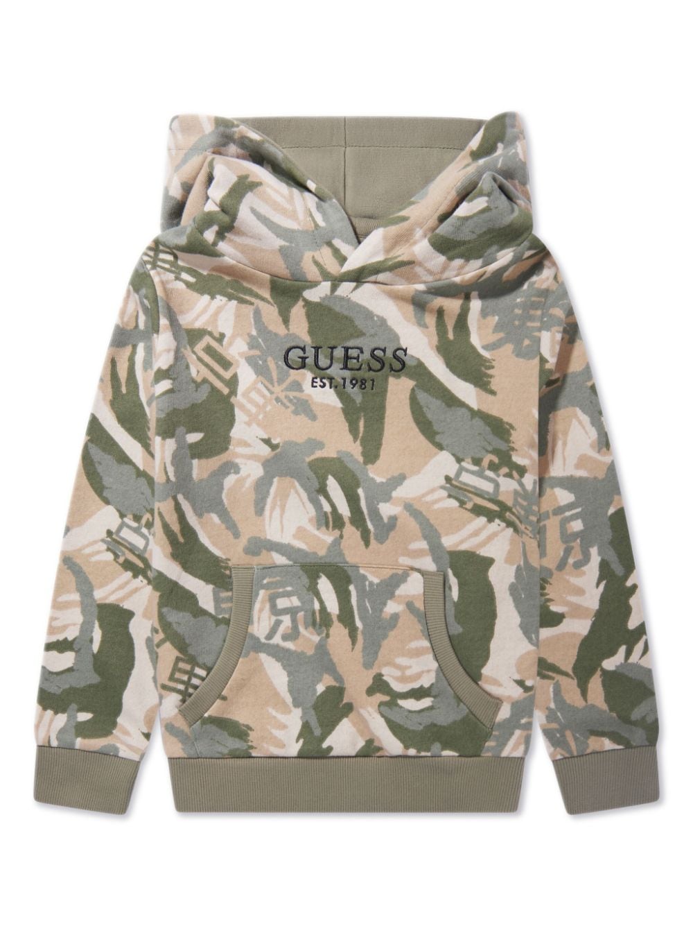 guess kids camouflage-pattern cotton hoodie - Green von guess kids