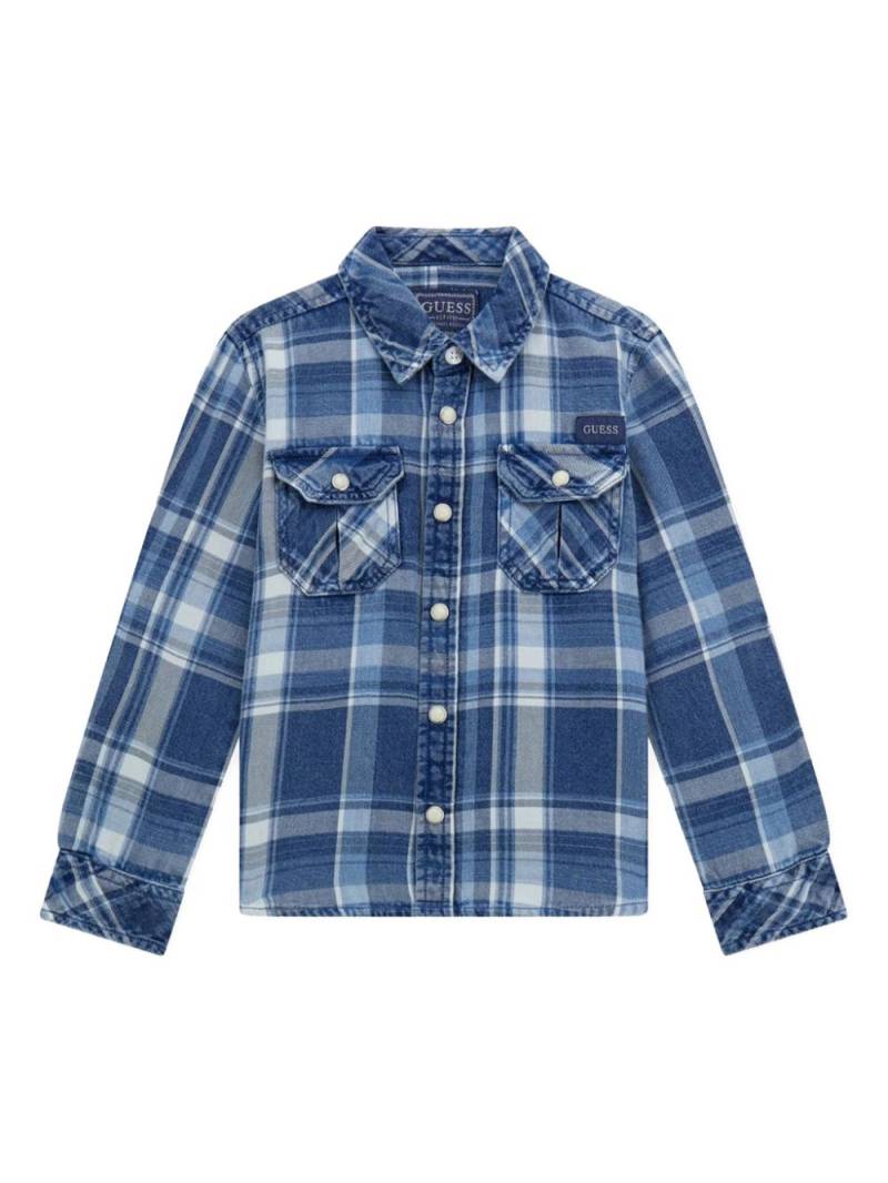 guess kids checked shirt - Blue von guess kids