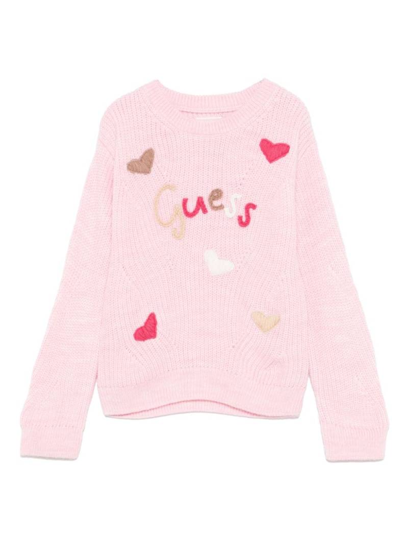 guess kids embroidered-logo sweater - Pink von guess kids