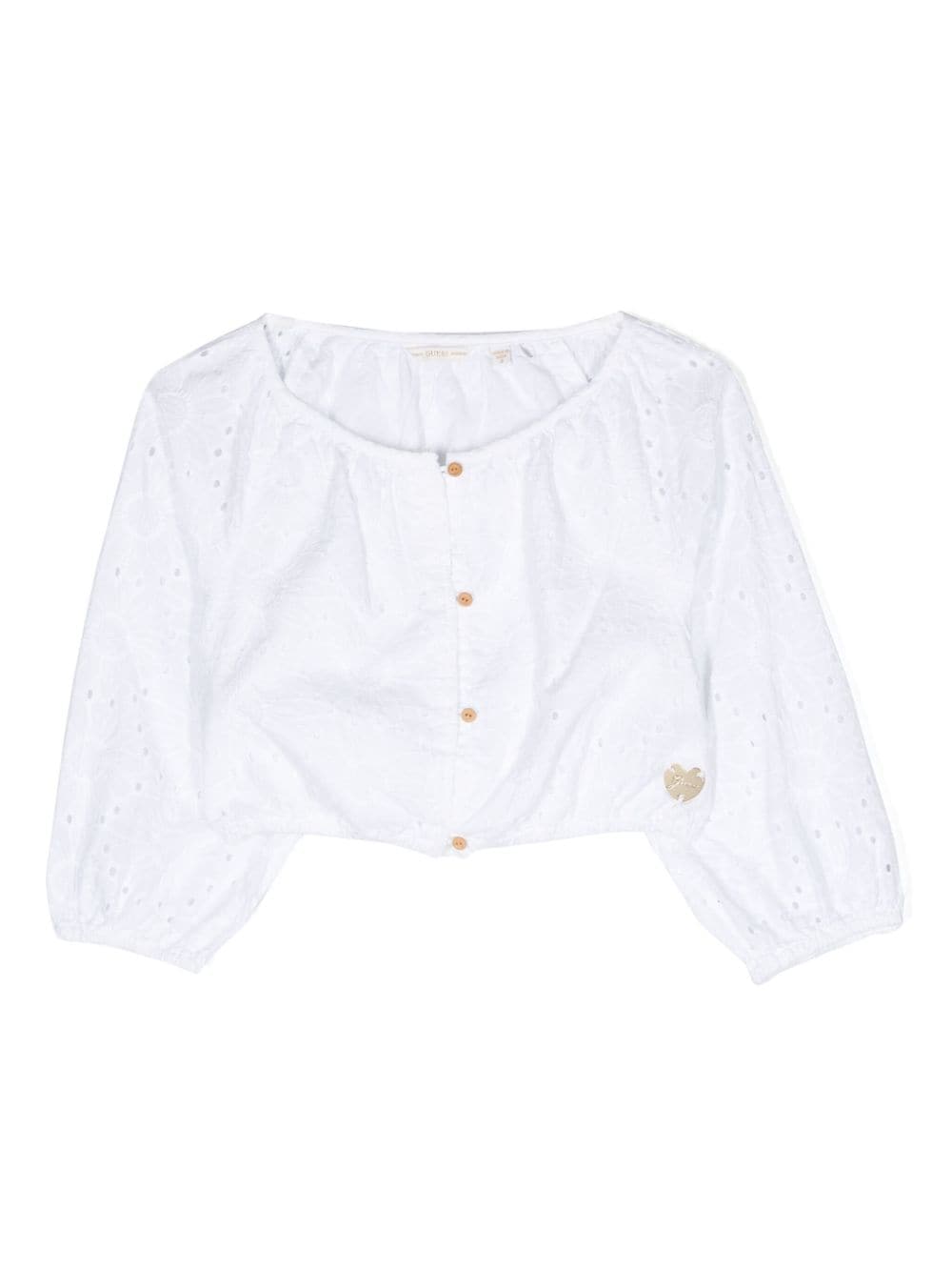 guess kids floral-embroidered cropped blouse - White von guess kids