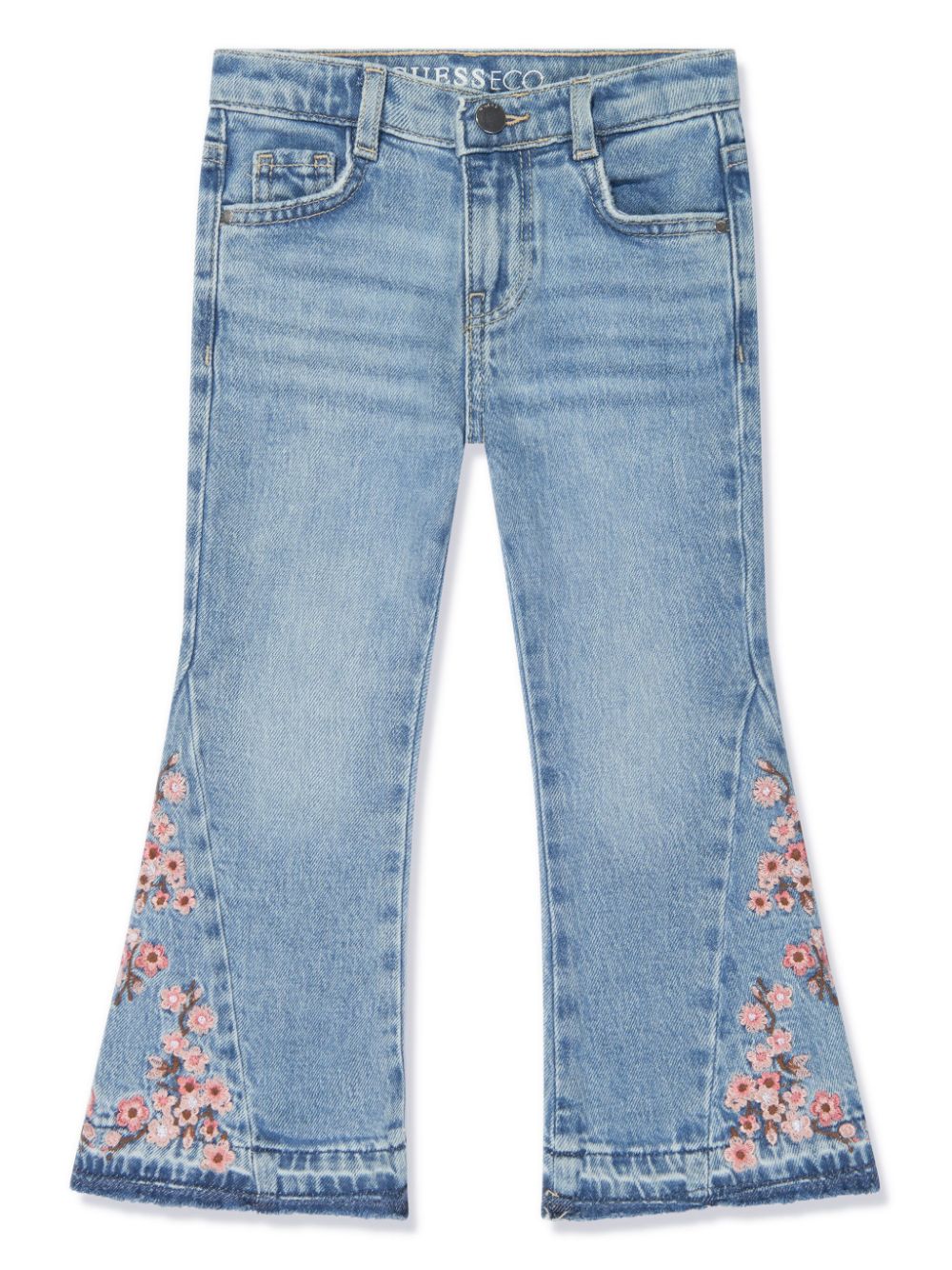 guess kids floral-embroidery flared jeans - Blue von guess kids