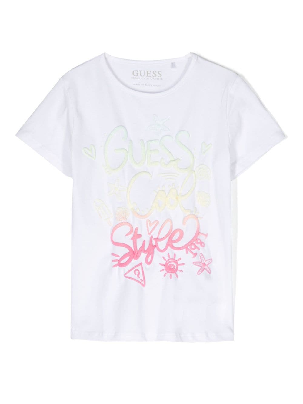 guess kids glittery logo-embossed T-shirt - White von guess kids