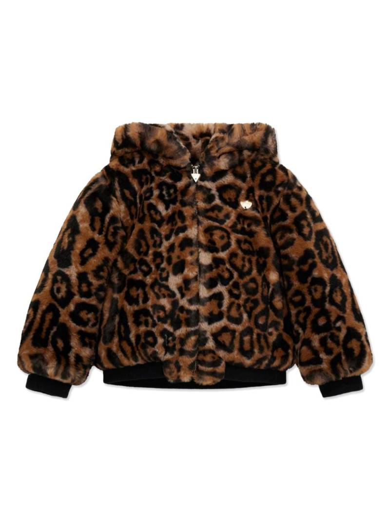 guess kids leopard-print faux fur bomber jacket - Brown von guess kids