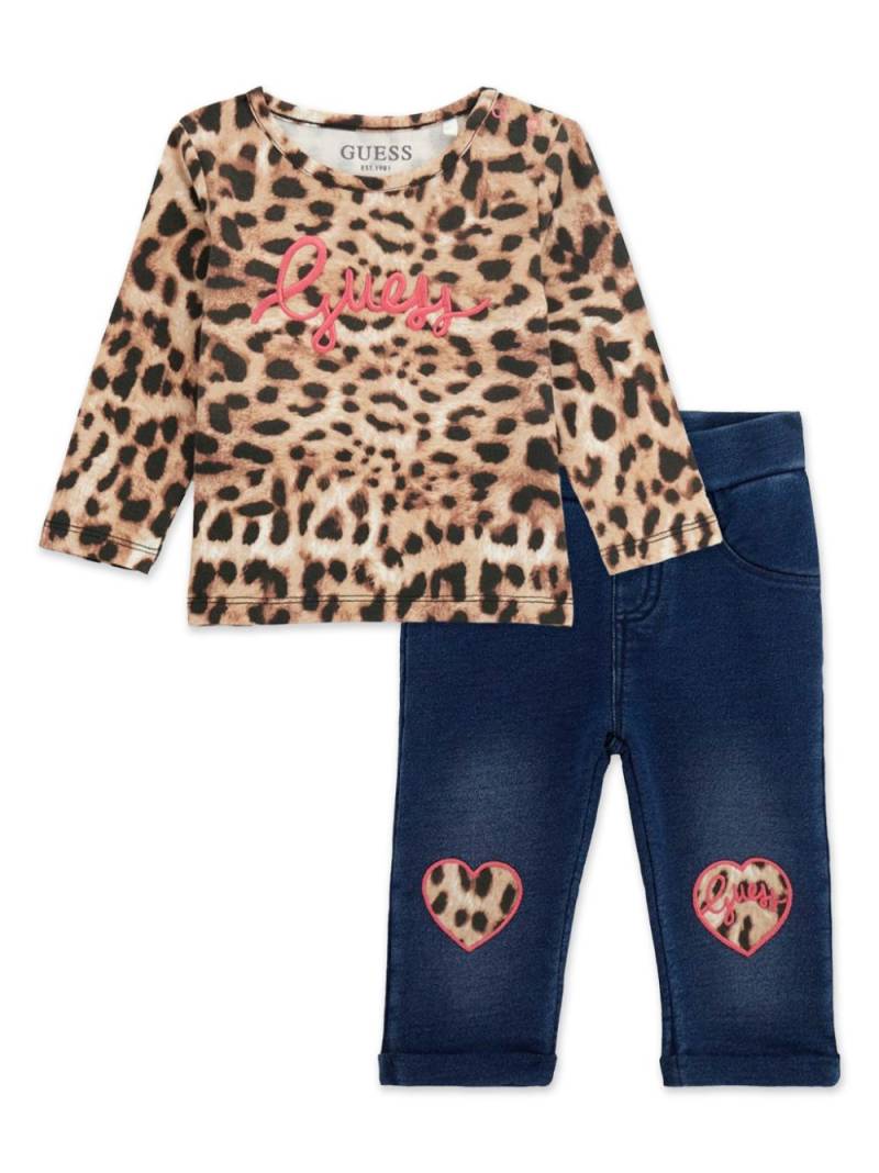 guess kids leopard-print trousers (set of two) - Neutrals von guess kids