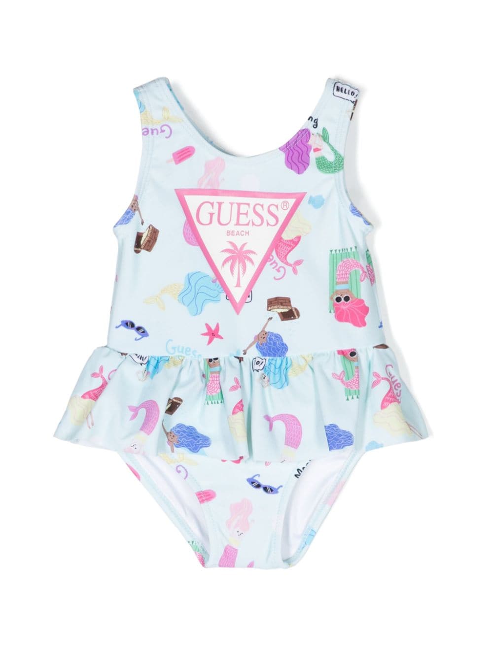 guess kids logo and mermaid-print swimsuit - Blue von guess kids