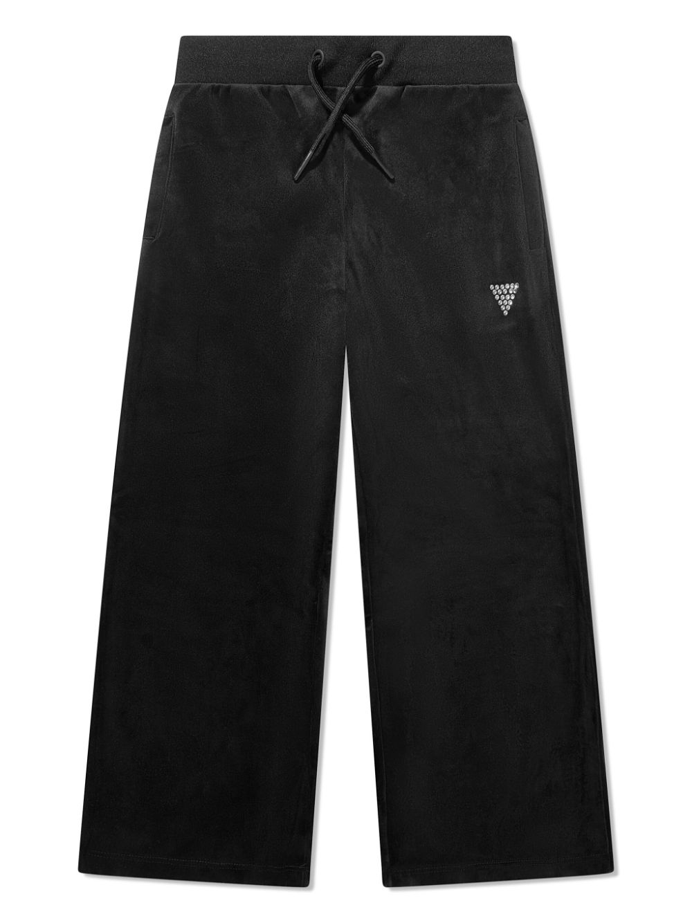 guess kids logo-embellished velvet track pants - Black von guess kids