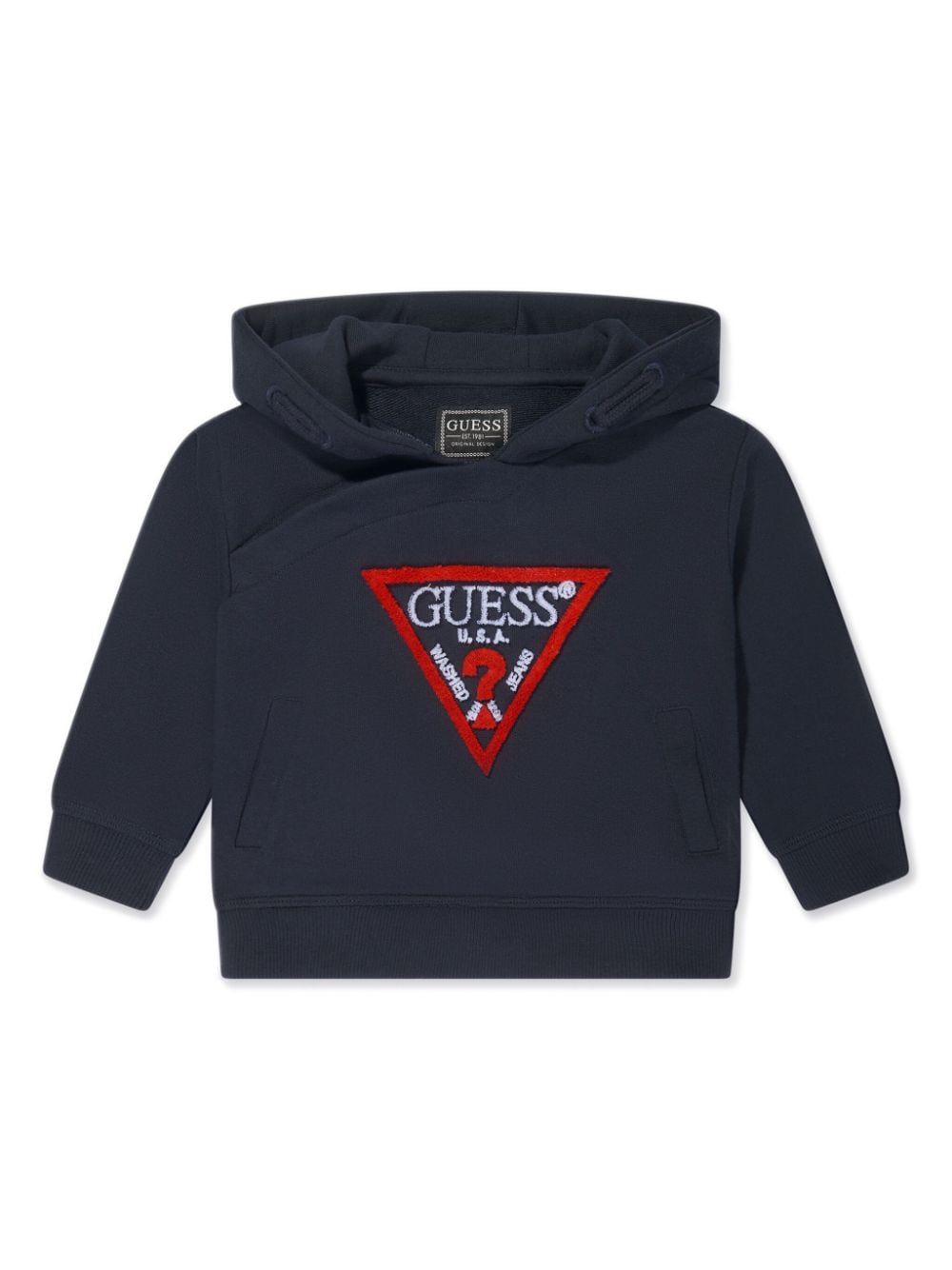 guess kids logo-embroidered cotton hoodie - Blue von guess kids