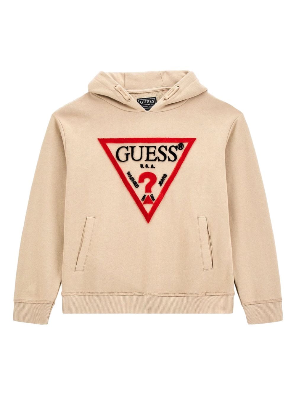 guess kids logo-embroidered hoodie - Neutrals von guess kids