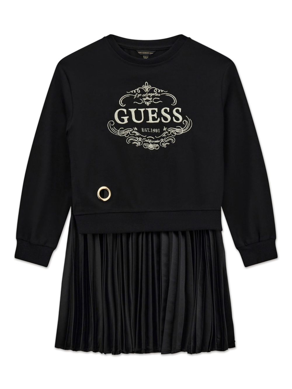 guess kids logo-embroidered pleated dress - Black von guess kids