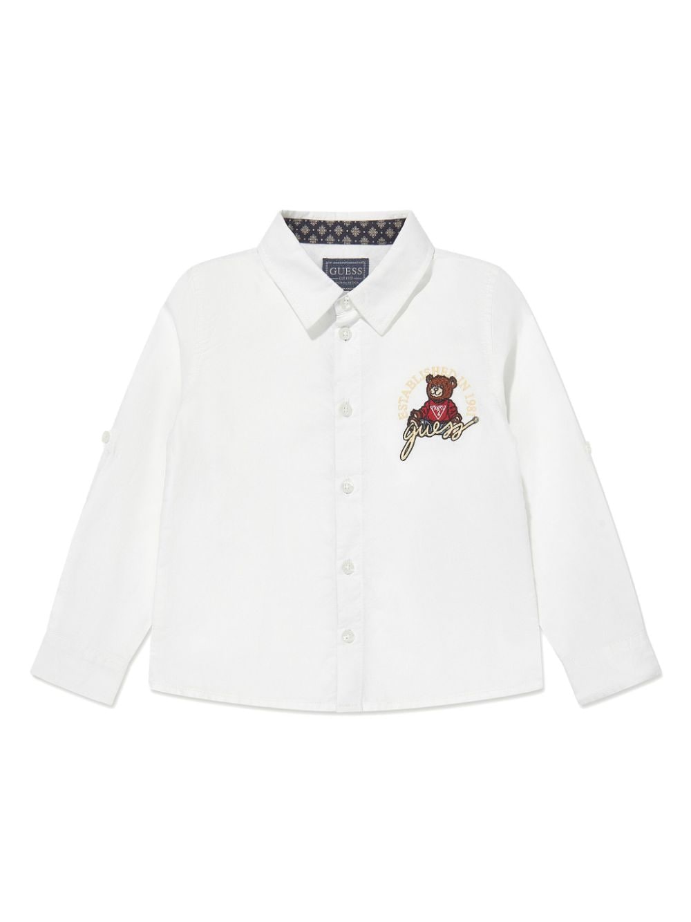 guess kids logo-embroidered poplin shirt - White von guess kids