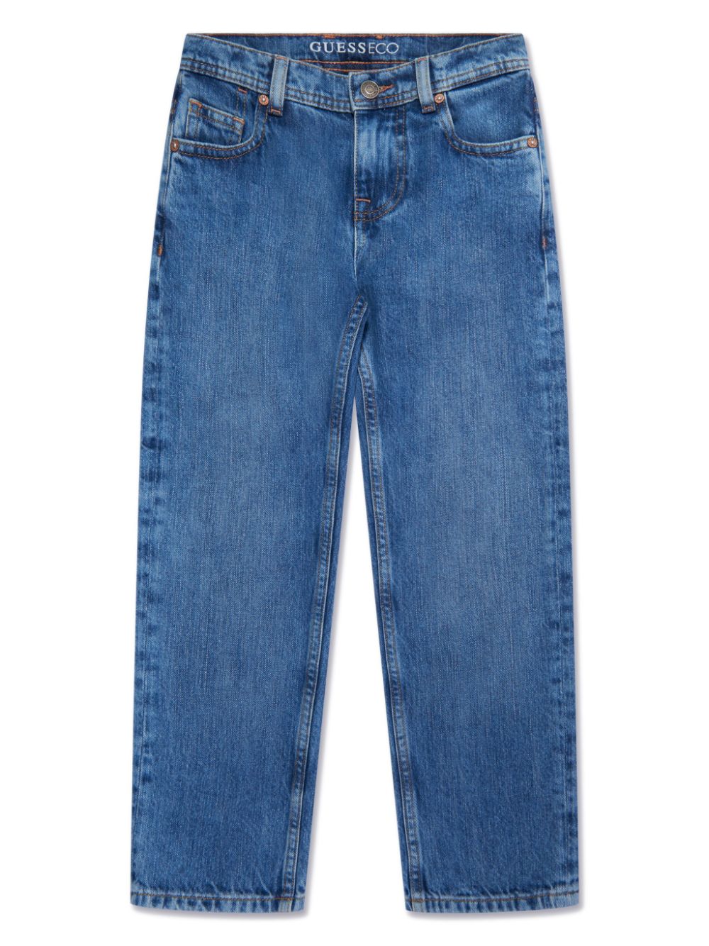 guess kids logo-embroidered straight-leg jeans - Blue von guess kids