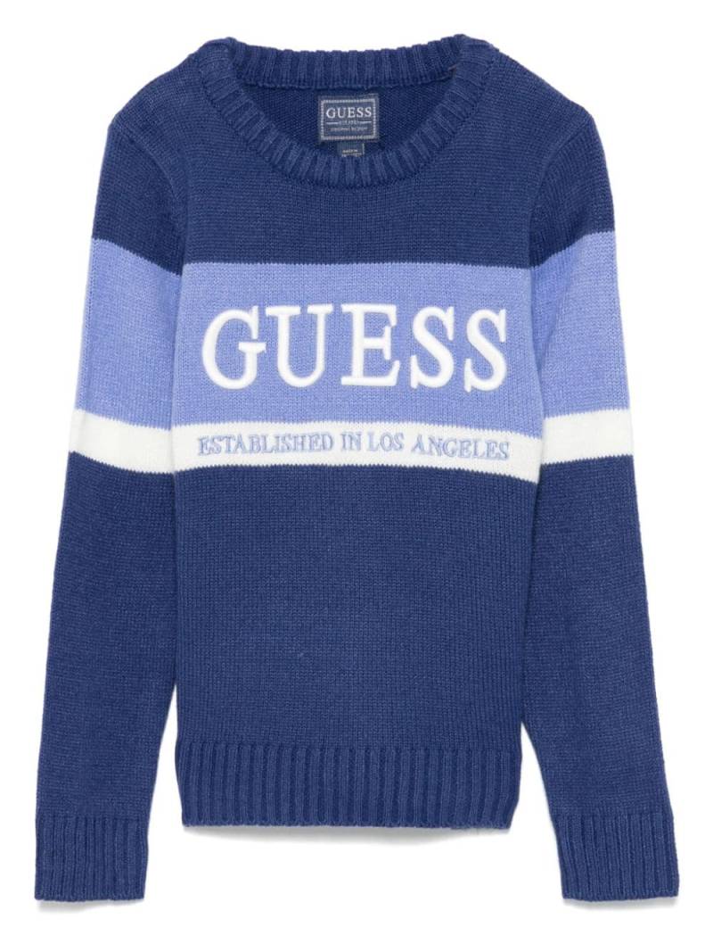 guess kids logo-embroidered sweater - Blue von guess kids