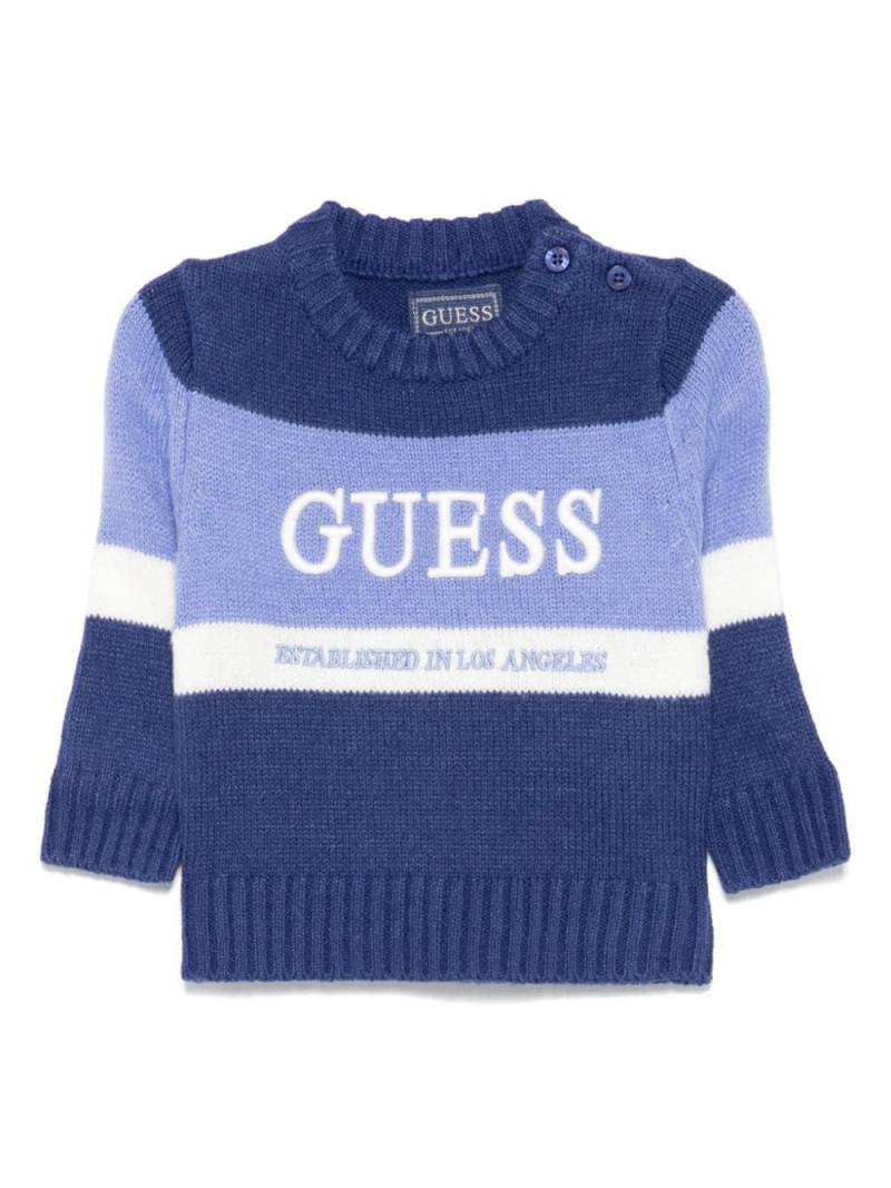 guess kids logo-embroidered sweater - Blue von guess kids