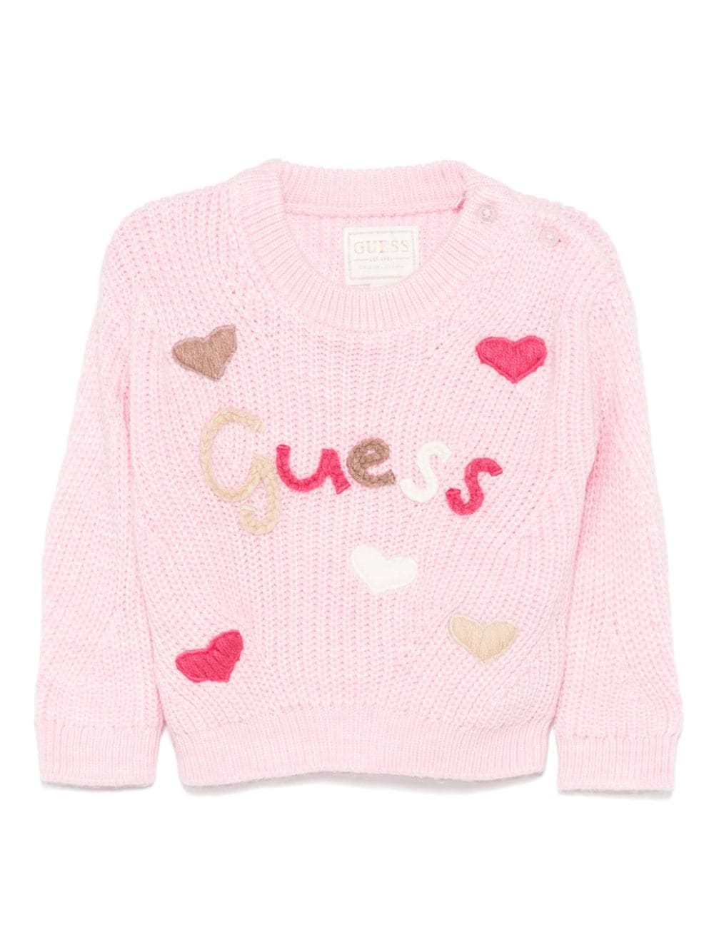 guess kids logo-embroidered sweater - Pink von guess kids