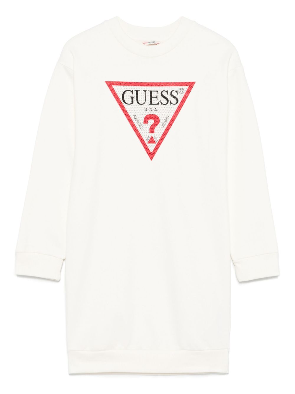 guess kids logo-rhinestone dress - Neutrals von guess kids