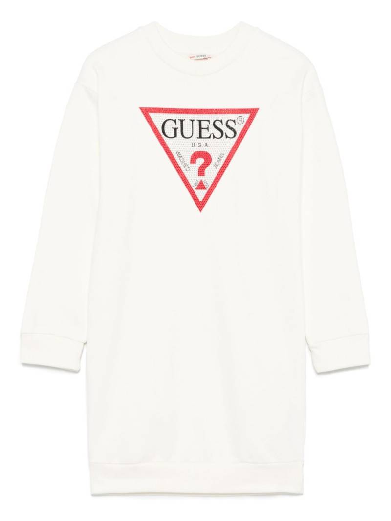 guess kids logo-rhinestone dress - Neutrals von guess kids