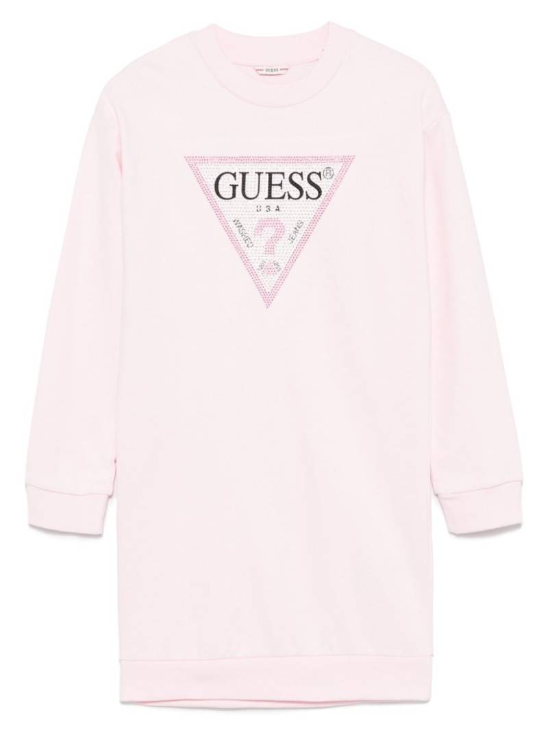 guess kids logo-rhinestone dress - Pink von guess kids