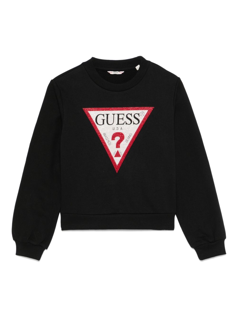 guess kids logo-rhinestone sweatshirt - Black von guess kids