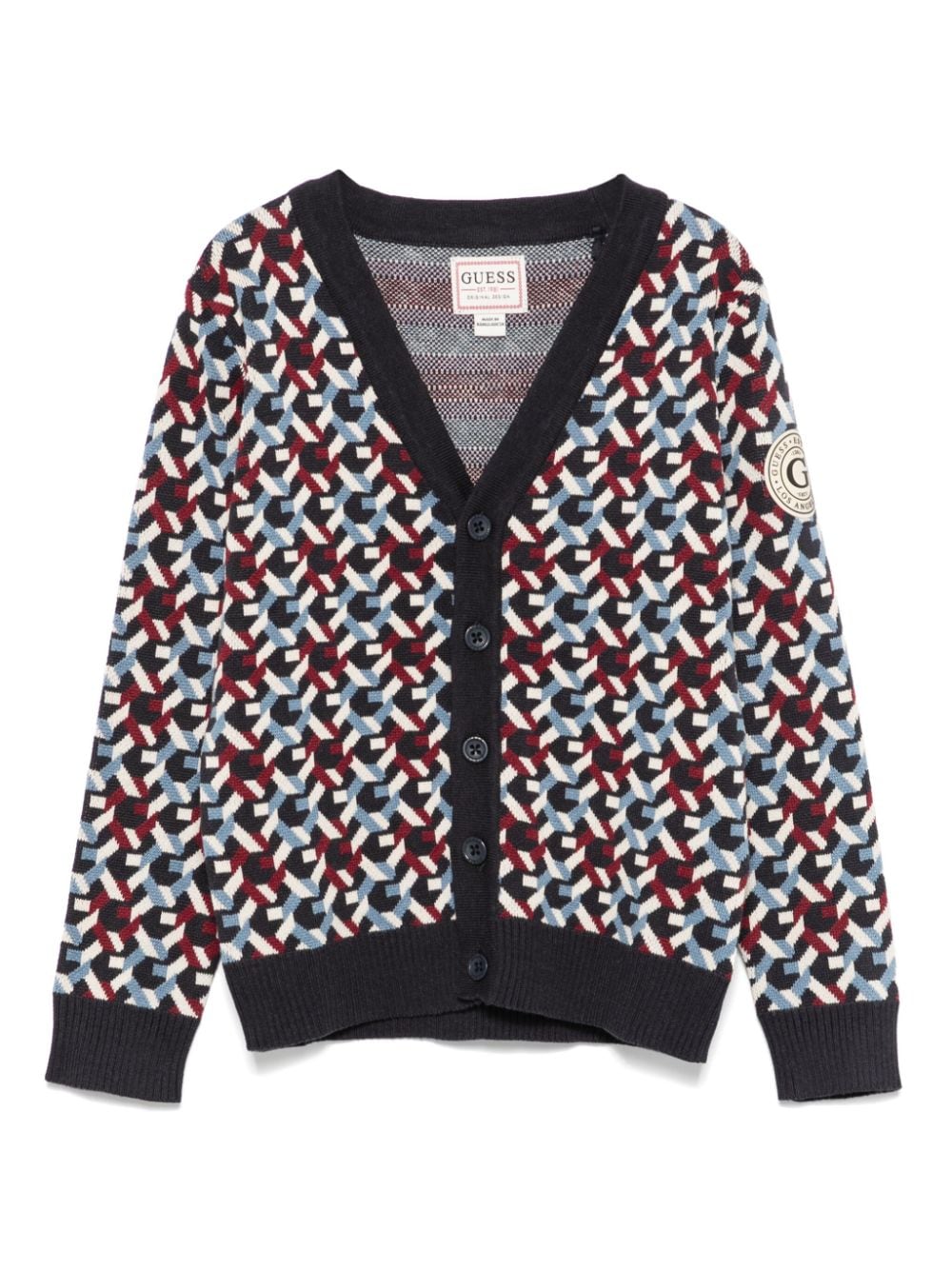 guess kids monogram-jacquard cardigan - Blue von guess kids