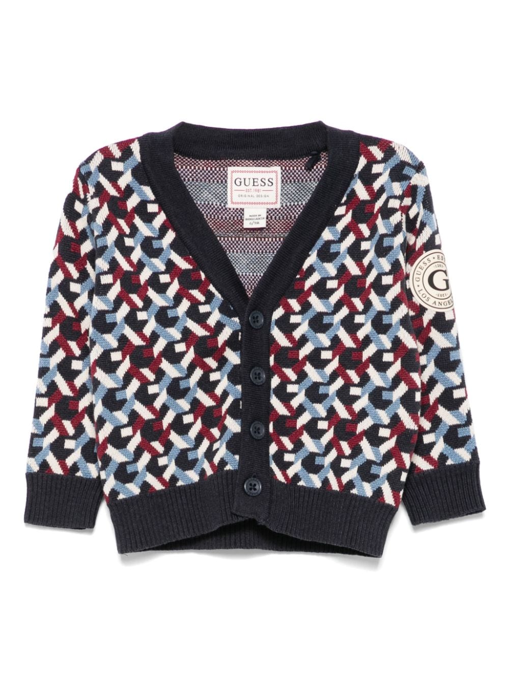 guess kids monogram-jacquard cardigan - Blue von guess kids