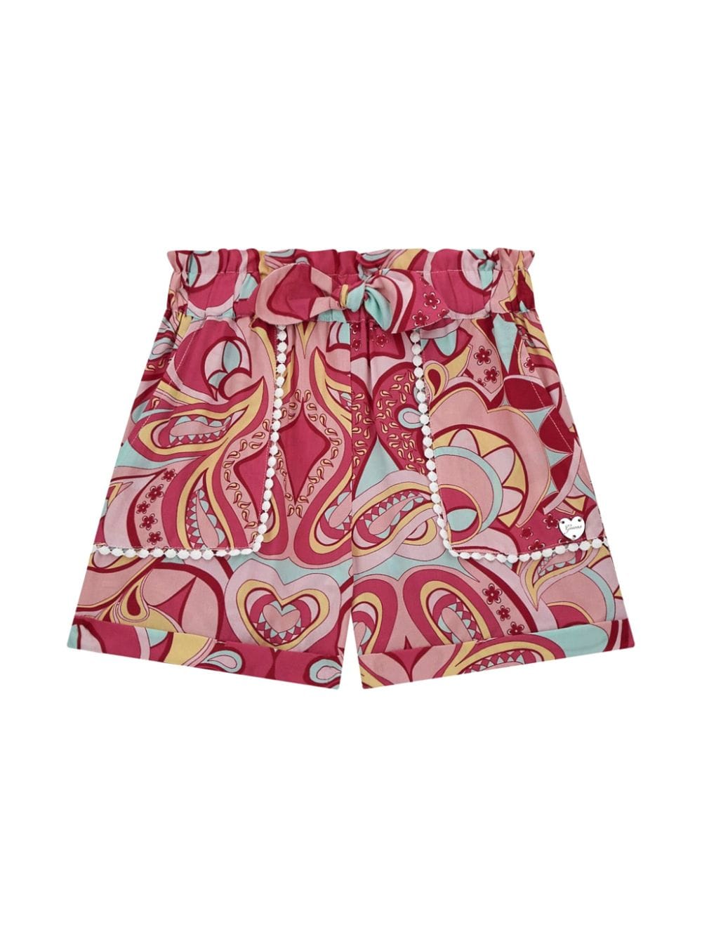 guess kids pom pom-trim patterned shorts - Pink von guess kids