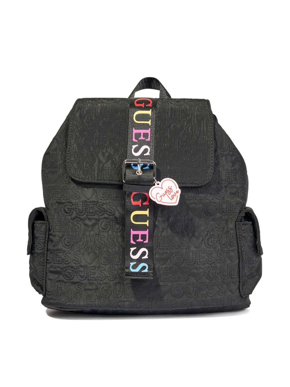 guess kids quilted logo-strap backpack - Black von guess kids