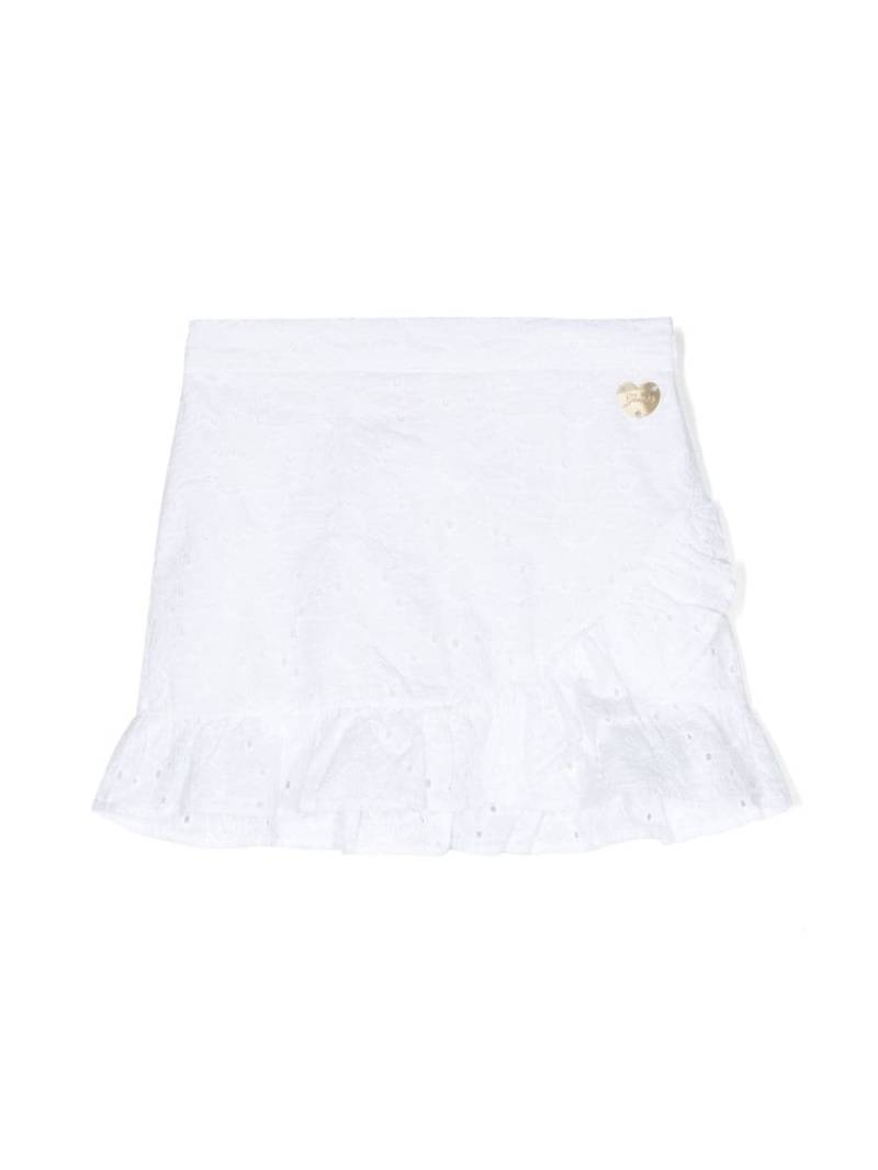 guess kids ruffled floral-embroidered miniskirt - White von guess kids