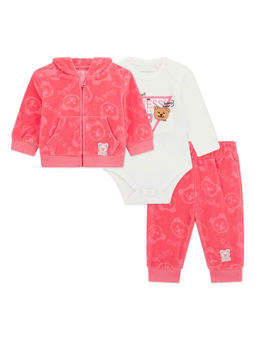 guess kids teddy bear-pattern tracksuit (set of three) - Pink von guess kids