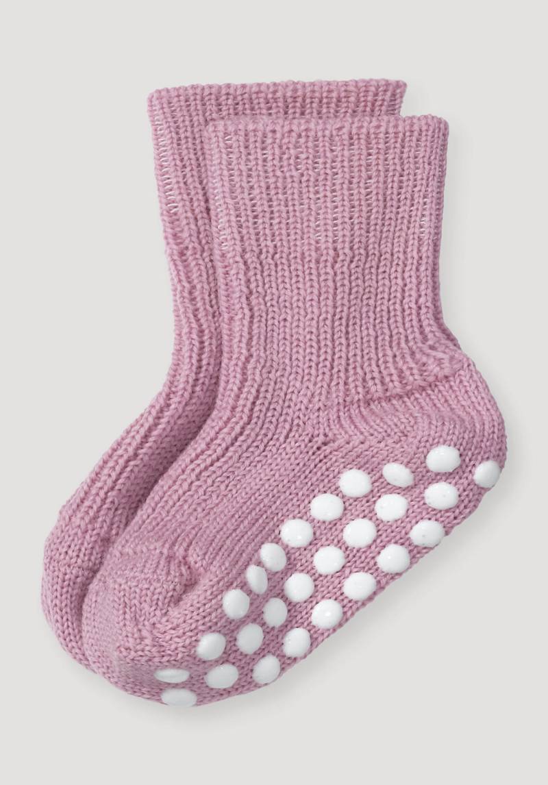 hessnatur Baby Stoppersocke aus Bio-Merinowolle - rosa Grösse25-26 von hessnatur