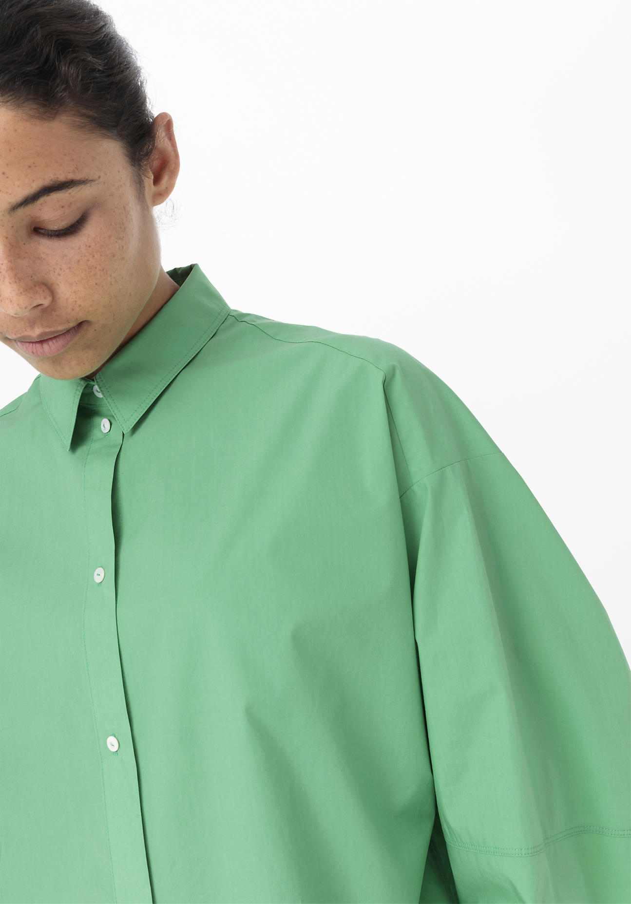 hessnatur Damen Bluse aus Bio-Baumwolle - grün GrösseXS von hessnatur