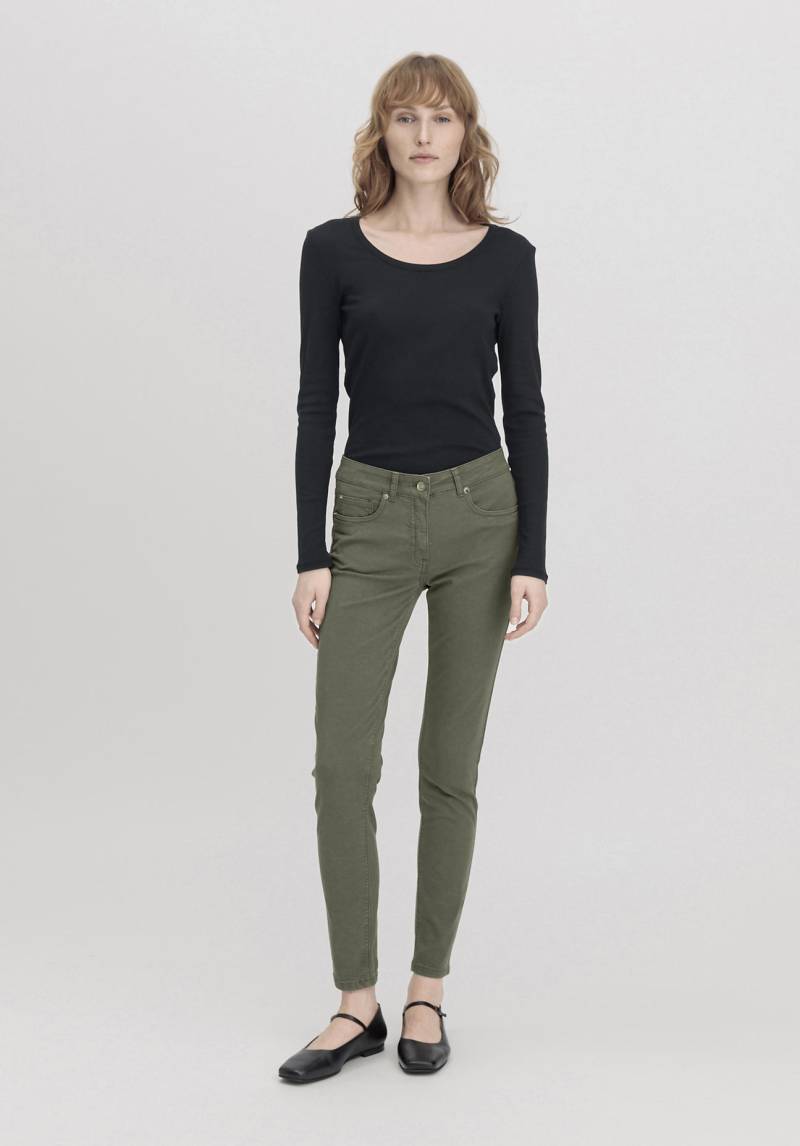 hessnatur Damen Hose Five Pocket Skinny aus TENCEL™ Lyocell mit Bio-Baumwolle - grün Grösse34 von hessnatur