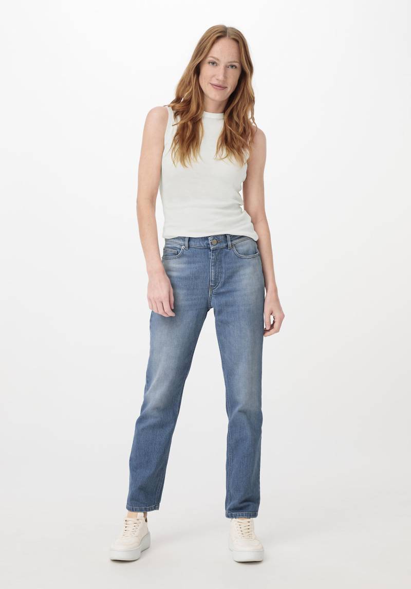 hessnatur Damen Jeans BEA High Rise Straight Cropped aus Bio-Denim - blau Grösse31/30 von hessnatur