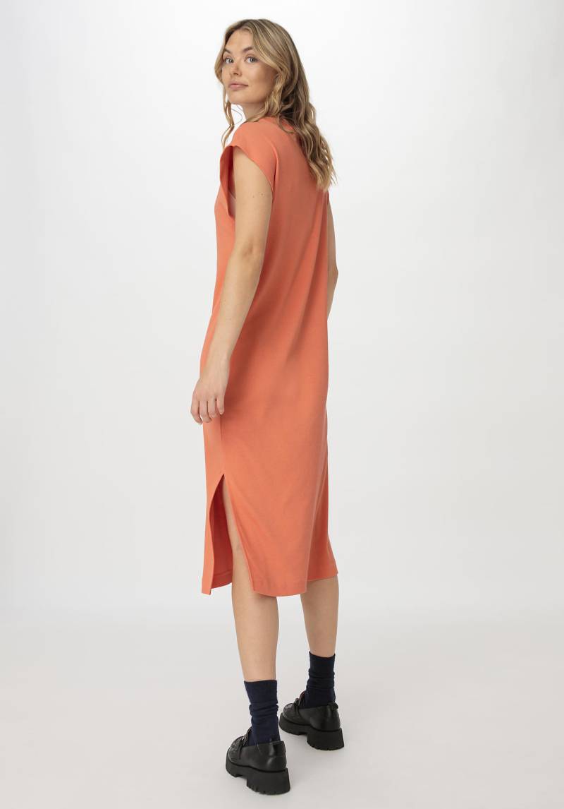 hessnatur Damen Rib Jersey Kleid Midi Regular aus Bio-Baumwolle - orange Grösse46 von hessnatur