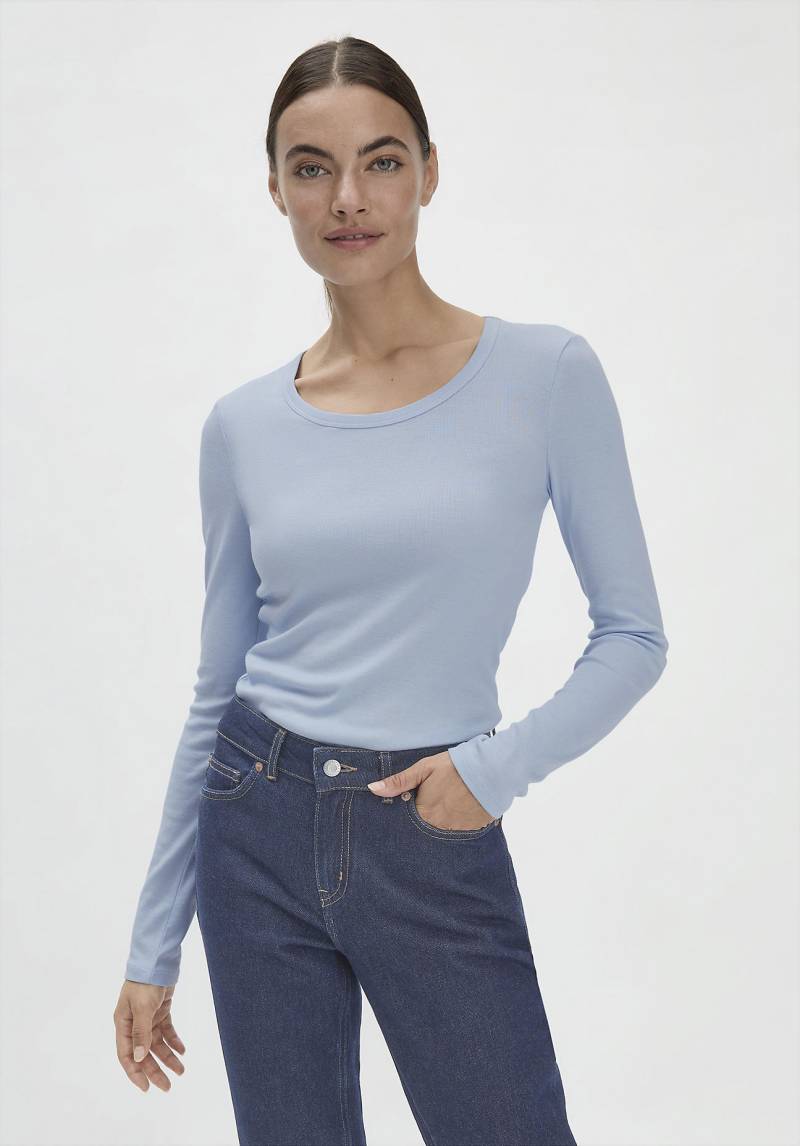 hessnatur Damen Softrib Shirt Fitted aus Bio-Baumwolle mit TENCEL™ Modal - blau Grösse44 von hessnatur