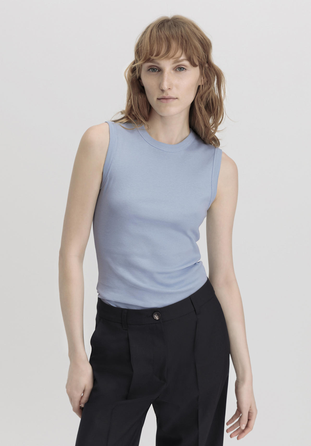 hessnatur Damen Softrib Top Slim aus Bio-Baumwolle und TENCEL™ Modal - blau Grösse34 von hessnatur