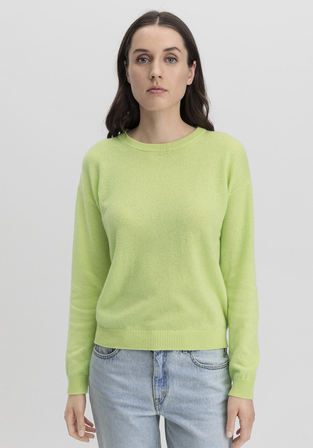 hessnatur Damen Pullover Regular aus Kaschmir - grün Grösse46 von hessnatur