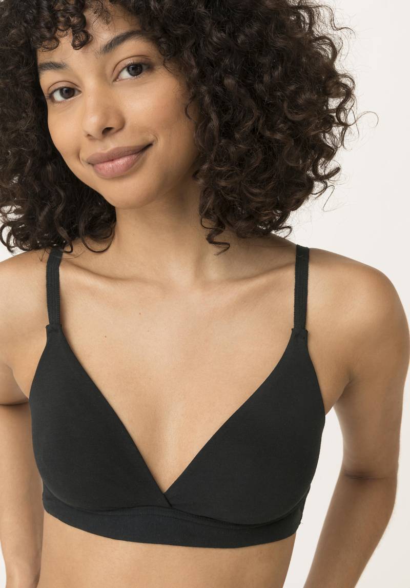 hessnatur Damen Triangel BH bügellos PURE SENSE aus Bio-Baumwolle und Tencel™Modal - schwarz Grösse70A von hessnatur