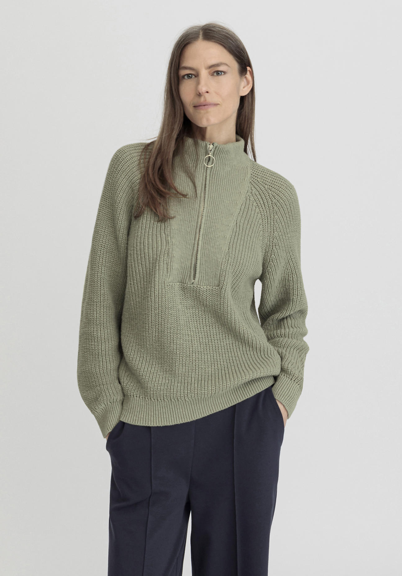 hessnatur Damen Slub Strick Troyer Relaxed aus Bio-Baumwolle - grün Grösse48 hessnatur Damen Slub Strick Troyer Relaxed aus Bio-Baumwolle - grün Grösse48 von hessnatur