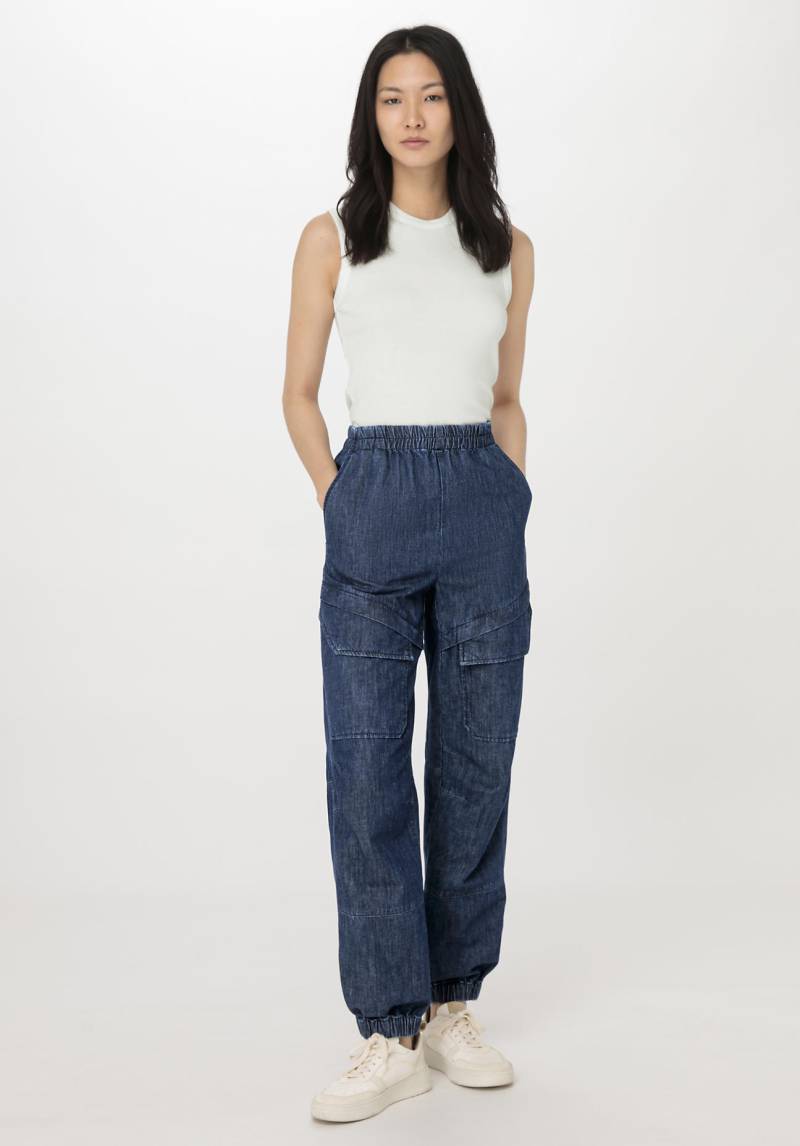 hessnatur Damen Jeans Cargo Relaxed aus Bio-Denim mit Kapok - blau Grösse40 von hessnatur