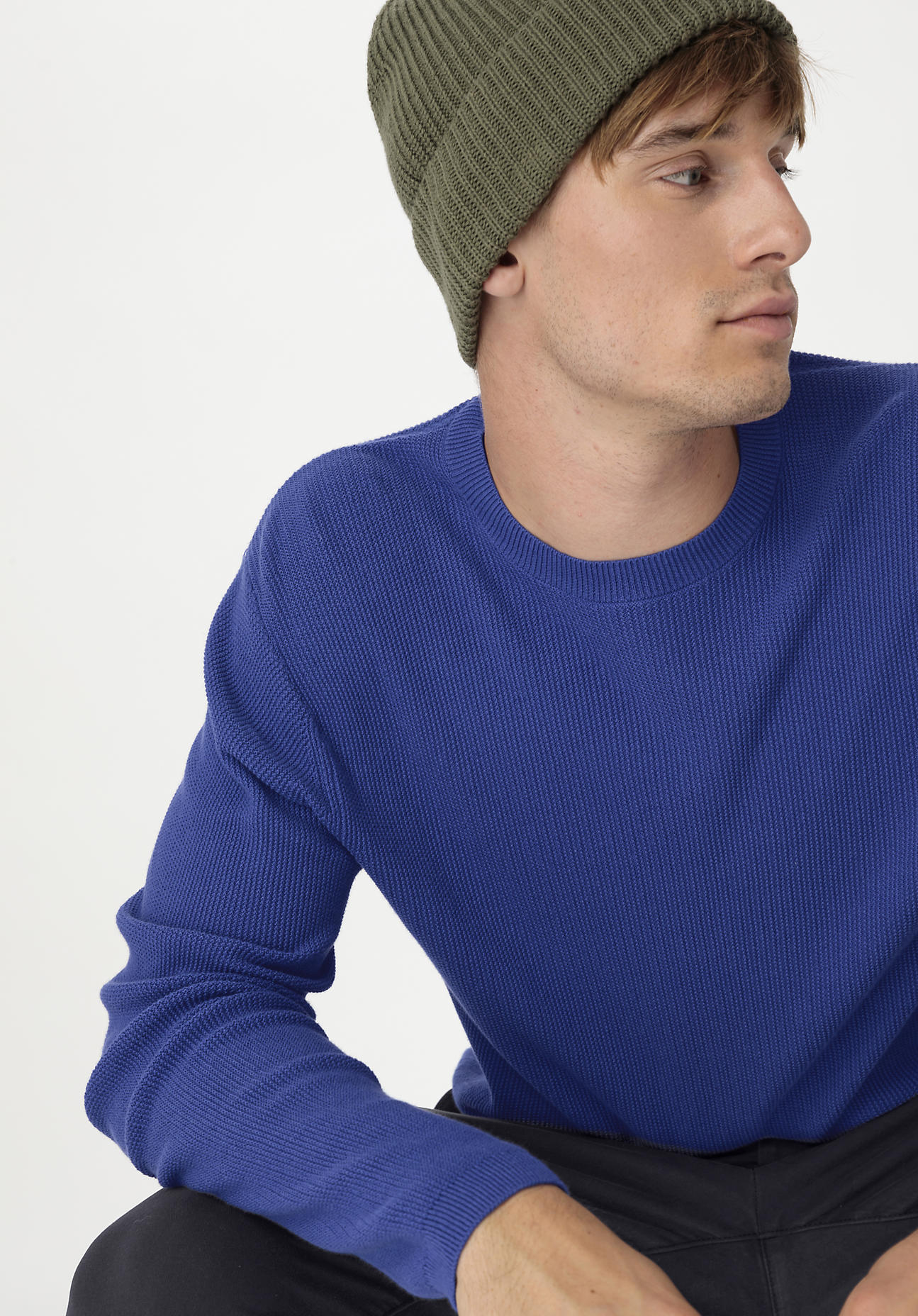 hessnatur Herren Pullover Regular aus Bio-Baumwolle - blau Grösse48 von hessnatur