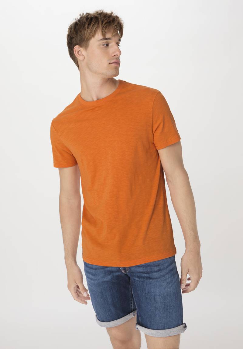 hessnatur Herren Slub Shirt Regular aus Bio-Baumwolle - orange Grösse46 von hessnatur