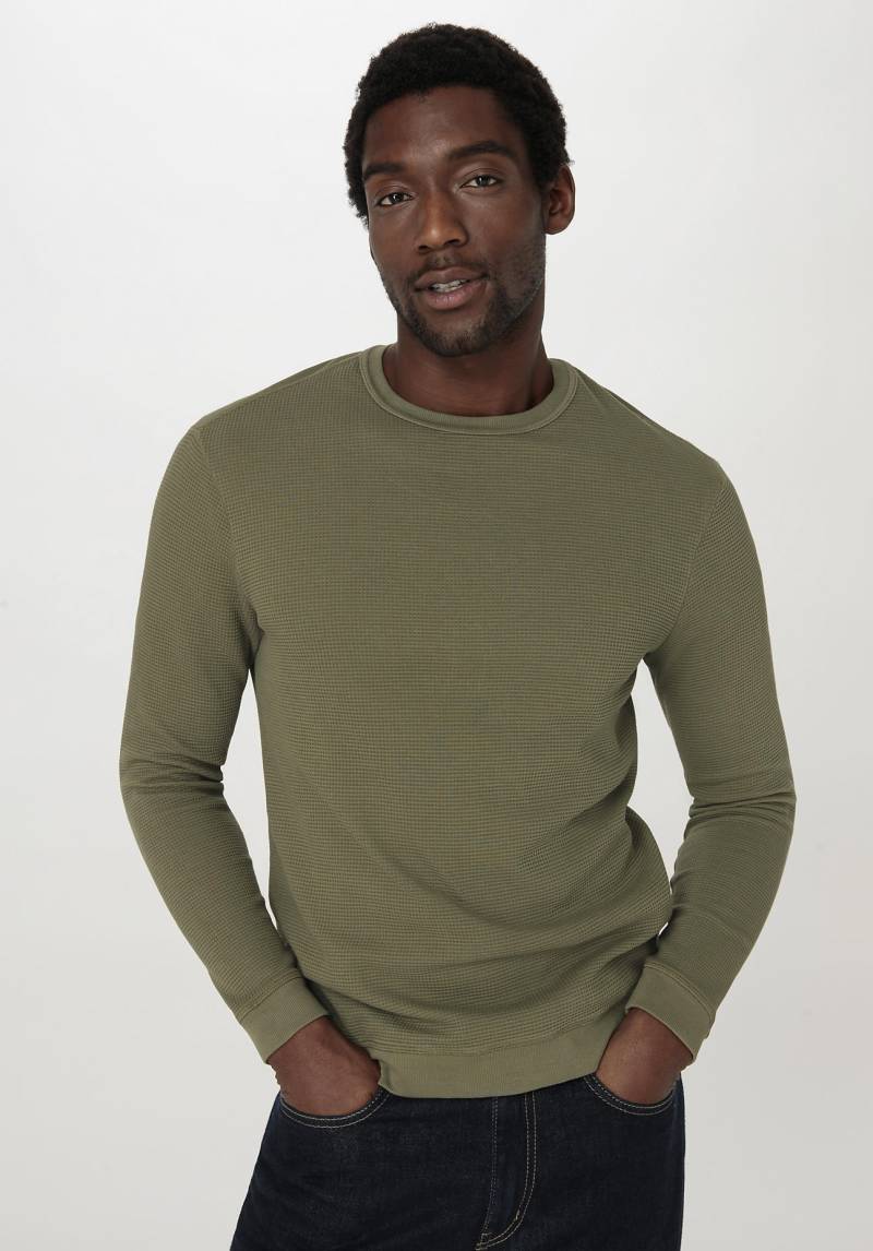 hessnatur Herren Waffelpiqué Pullover Regular aus Bio-Baumwolle - grün Grösse54 von hessnatur