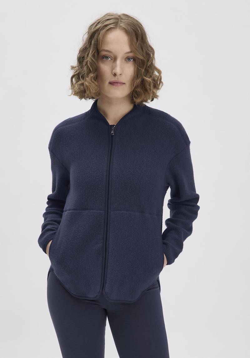 hessnatur Loungewear Fleece Jacke Relaxed ACTIVE LIGHT aus Bio-Baumwolle - blau GrösseM von hessnatur