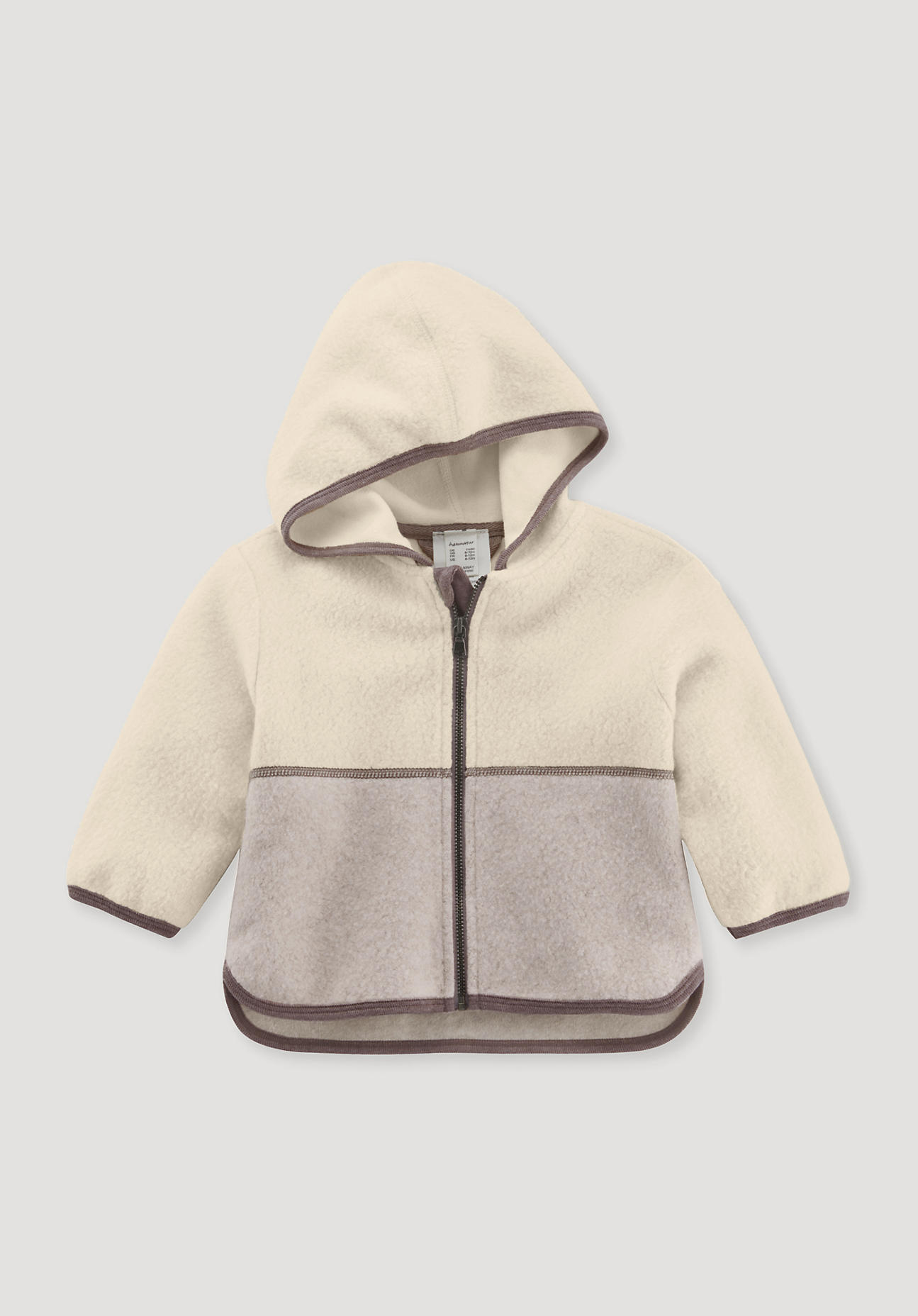 hessnatur Baby Fleece Jacke Regular aus Bio-Baumwolle - beige Grösse86/92 von hessnatur