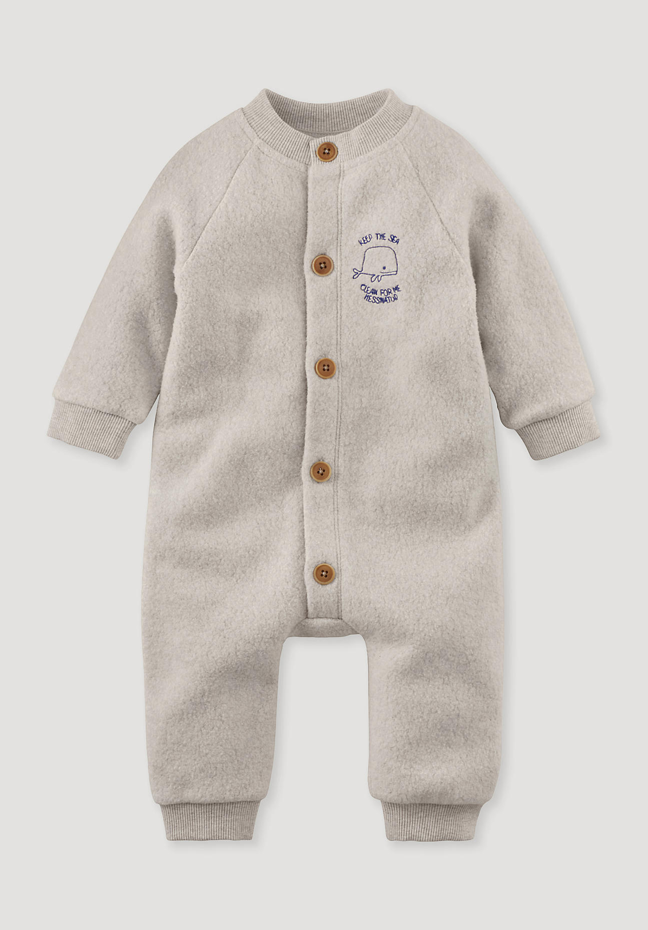 hessnatur Baby Fleece Overall Regular aus Bio-Baumwolle - beige Grösse98/104